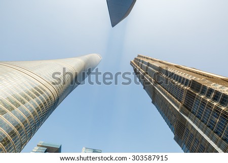 Shanghai, China - July 28, 2015: skyscrapers beautiful scenery, shanghai tower and Jin Mao Tower??in Shanghai,  These are the tallest buildings in Shanghai.