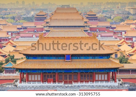 Beijing, China - on March 22, 2015: Chinese traditional buildings of the Forbidden City, the Forbidden City is the royal palace in China, It is the world\'s cultural heritage.