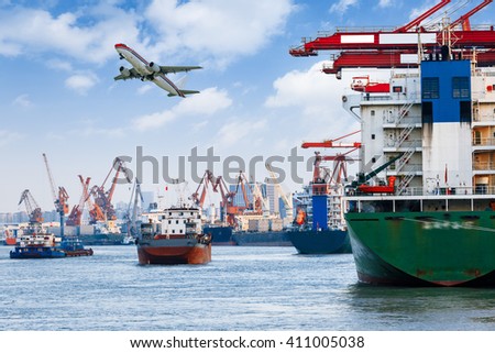 Industrial container freight Trade Port scene