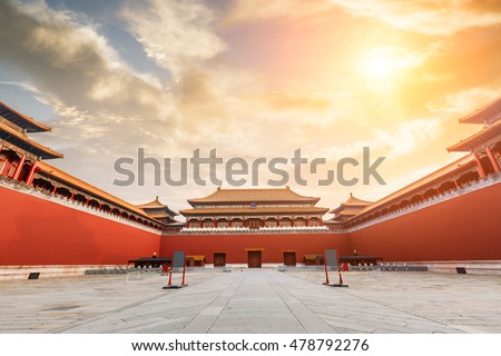 The ancient royal palaces of the Forbidden City in Beijing,China