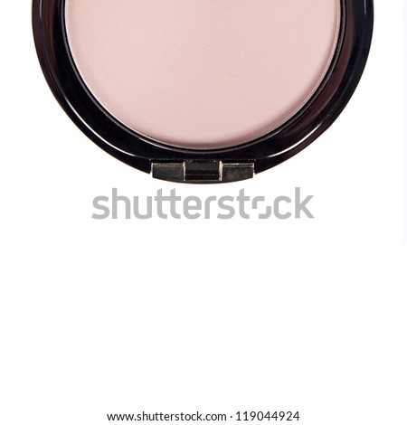 Makeup powder in box isolated on with place for text