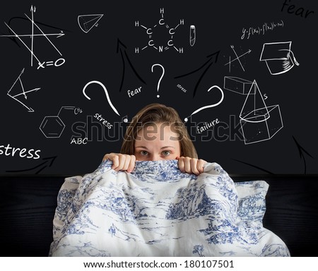 Entangled thoughts in the mind of the student. poor sleep