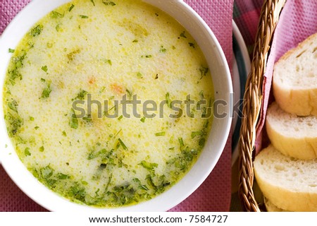 Chicken soup and bread