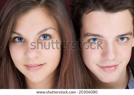 two faces, young couple