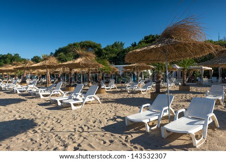 Beach summer restaurant on the Black Sea ,Burgas ,Bulgaria