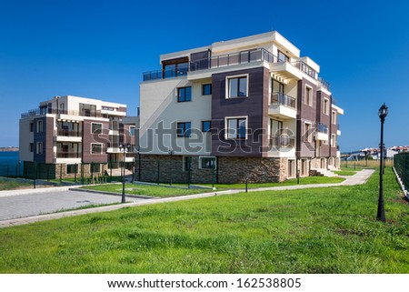 beautiful new apartment building, outdoor,