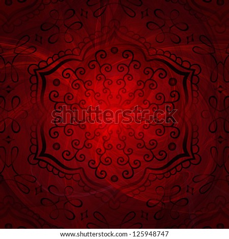 Background for romantic card, poster, flyer or banner. With lace elements in red and black colors. Raster version.