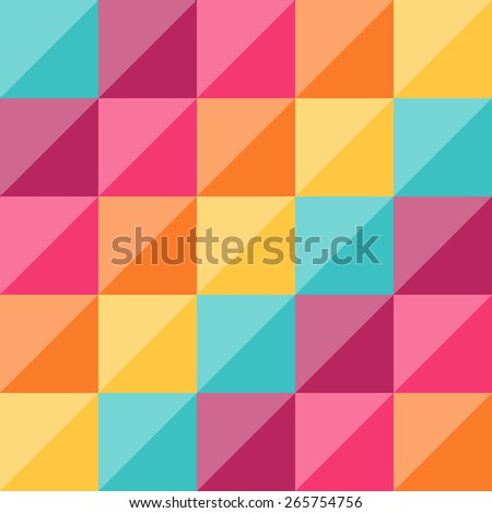 Geometric pattern like a colorful quilt with multicolor diamond shaped figures. Perfect for party design. Colorful abstract background. Raster version.