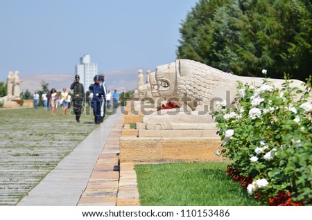 Ankara - Turkey, Mausoleum of Ataturk, Soldiers  during shift change at Lions Road