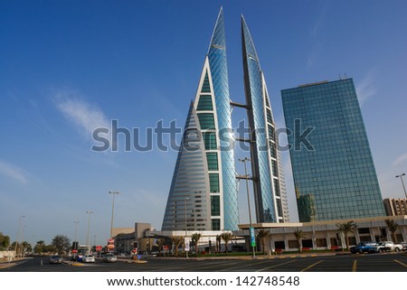 BAHRAIN - FEBRUARY 27: Bahrain World Trade Center - The Bahrain World Trade Center is a 240-meter-high twin tower complex located in Manama, on February 27, 2009 in Bahrain