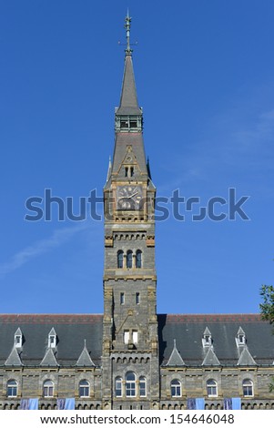 Georgetown University main building clock tower detail - Washington DC - United States
