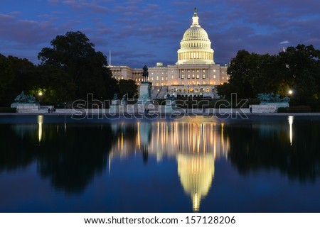 Washington DC, US Capitol at night