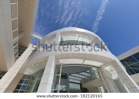 LOS ANGELES, CA - AUGUST 19, 2013: Architectural details of The Getty Center. The Center is a prominent tourist attraction point in Los Angeles, CA