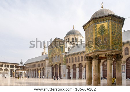 SYRIA DAMASCUS MARCH 10 2008 Umayyad Mosque in Damascus This historic mosque is one of the most important building for Islam religion SYRIA DAMASCUS MARCH 10 2008 Umayyad Mosque in Damascus This historic mosque is one of the most important building for Islam religion