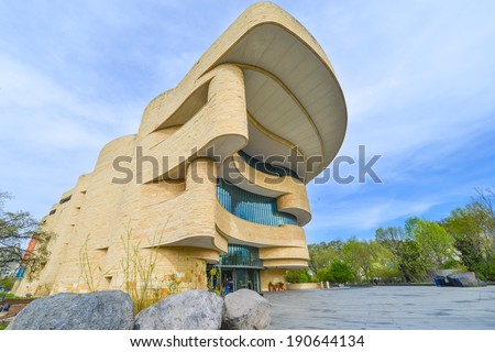 WASHINGTON, DC - APRIL 21, 2014: The National Museum of the American Indian. The Museum is dedicated to the life, languages, literature, history, and arts of the Native Americans.