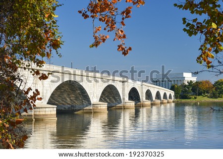 Memorial Bridge and Lincoln Memorial  in Autumn - Washington D.C. United States of America