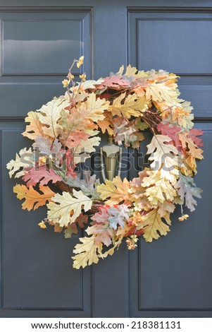 Thanksgiving wreath on black door