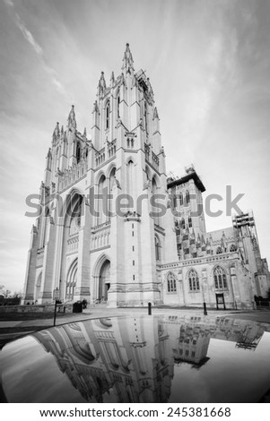 National Cathedral and reflection over a car rooftop - Washington DC, United States