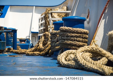 Worn nautical ropes
