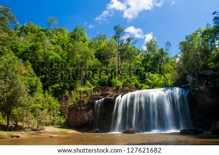 Big waterfall in the forest, thailand