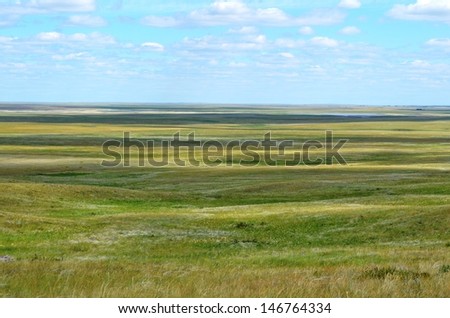 It is hard to make an interesting photo monotonous endless steppe. / Steppe distance.