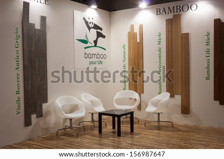MILAN, ITALY - OCTOBER 3: Empty chairs in a stand at Made expo, international architecture and building trade show on OCTOBER 3, 2013 in Milan.