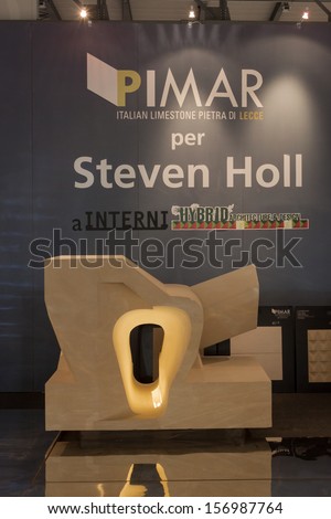 MILAN, ITALY - OCTOBER 3: Stone sculpture at Made expo, international architecture and building trade show on OCTOBER 3, 2013 in Milan.