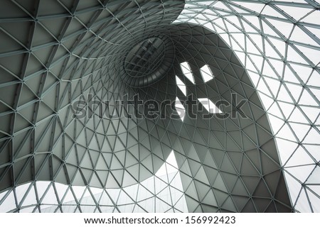 MILAN, ITALY - OCTOBER 3: Architectural detail of one of the buildings hosting Made expo, international architecture and building trade show on OCTOBER 3, 2013 in Milan.