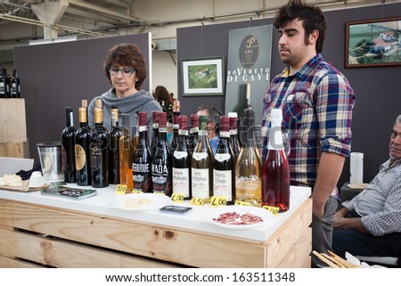 MILAN, ITALY - NOVEMBER 16: Italian winemakers at Golosaria, important event dedicated to culture and tradition of quality food and wine on NOVEMBER 16, 2013 in Milan.