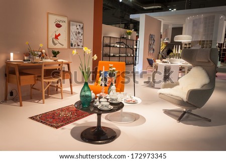 MILAN, ITALY - JANUARY 20: Home furnishings on display at HOMI, home international show and point of reference for all those in the sector of interior design on JANUARY 20, 2014 in Milan.