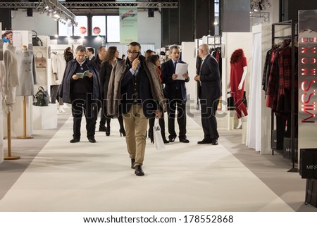 MILAN, ITALY - FEBRUARY 22: People visit Mipap, international presentation of women\'s pret-a-porter and accessories on FEBRUARY 22, 2014 in Milan.
