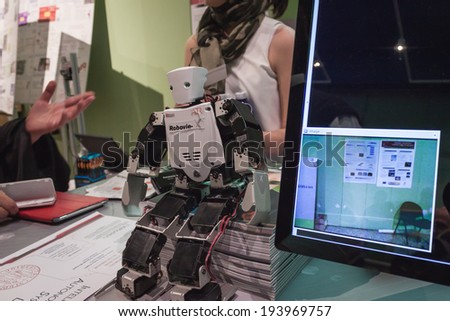 MILAN, ITALY - MAY 17: Robot on display at Wired Next Fest, event dedicated to future, innovation and creativity on MAY 17, 2014 in Milan.