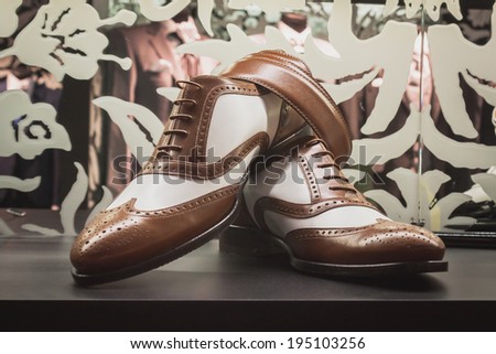 ShutterStock MILAN ITALY MAY 23 Elegant men shoes on display at Si ...