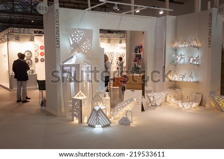 MILAN ITALY SEPTEMBER 13 Cartuna design stand at HOMI home international show and point of reference for all those in the sector of interior design on SEPTEMBER 13 2014 in Milan MILAN ITALY SEPTEMBER 13 Cartuna design stand at HOMI home international show and point of reference for all those in the sector of interior design on SEPTEMBER 13 2014 in Milan