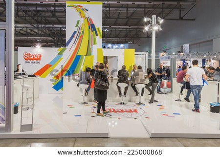 MILAN, ITALY - OCTOBER 17: People visit Viscom, international trade fair and conference on visual communication and event services on OCTOBER 17, 2014 in Milan.