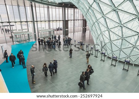 MILAN, ITALY - FEBRUARY 13: People visit Bit, international tourism exchange reference point for the travel industry on FEBRUARY 13, 2015 in Milan.