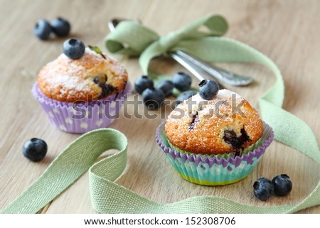Delicious homemade blueberry muffins with fresh blueberries
