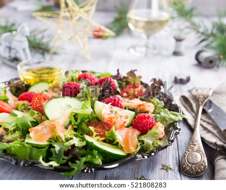 Fresh salad with smoked salmon