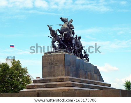 RUSSIA - JUNE 30: Chapaev monument on June 30, 2012, Samara, Russia. Chapaev - the hero of the Civil War in Russia