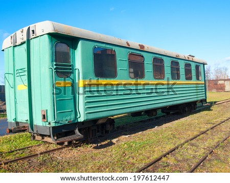 Green narrow-gauge railway wagon