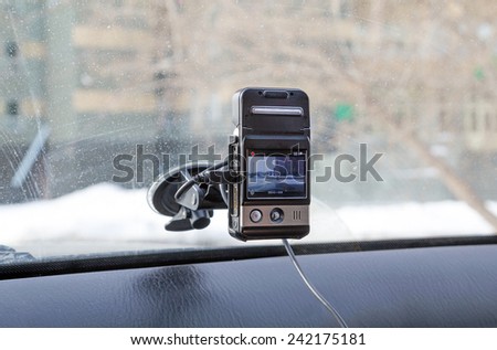 Car video recorder installed on the window