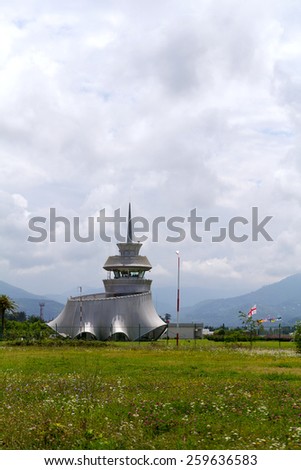 BATUMI, GEORGIA - JULY 09, 2013: Control tower Airport. Modern building made in the style hi-tech