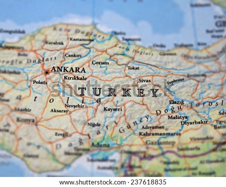 Turkey map close up