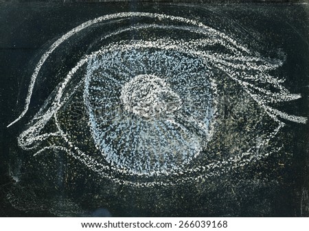 Eye drawn on a blackboard