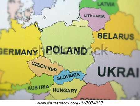 Poland map close up