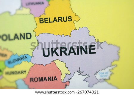 Ukraine map close up