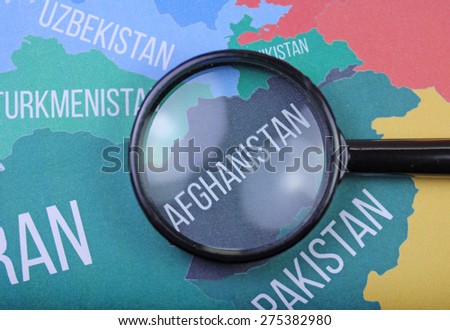 Afghanistan map close up with magnifier