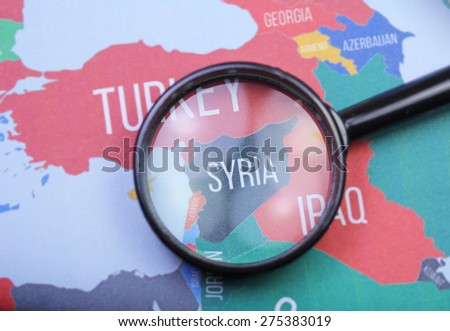 Syria map close up with magnifier