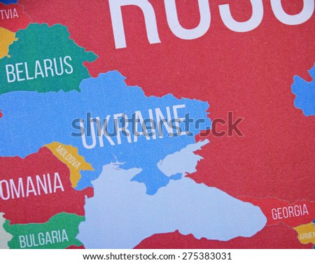 Ukraine map close up