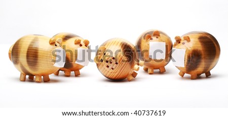 wood pig on isolated background